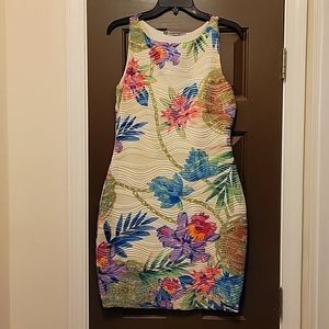 Floral knee length sleeveless dress